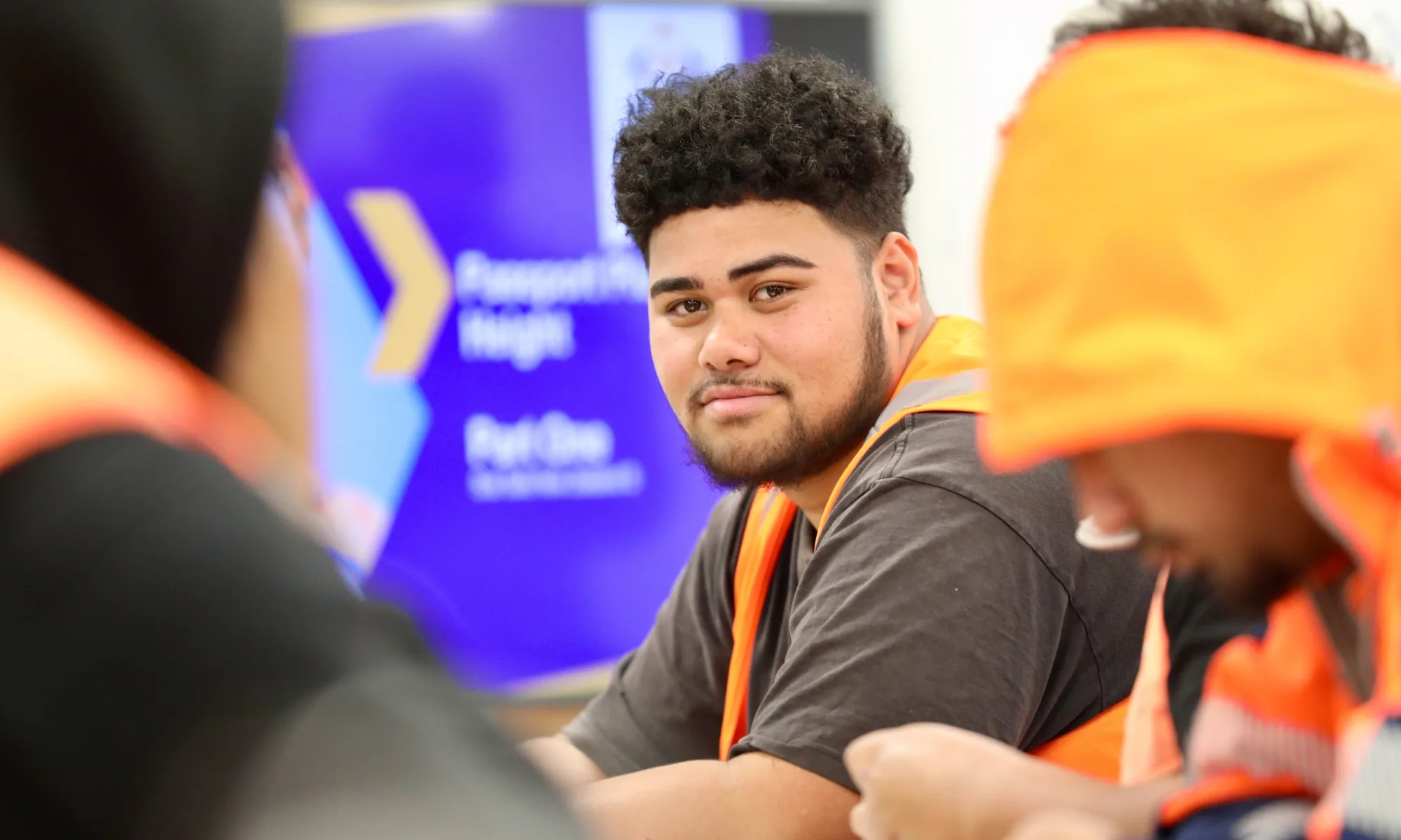 Student looking at camera